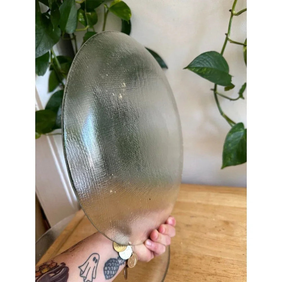 Two Glass clear textured large Plates - Picture 9 of 9